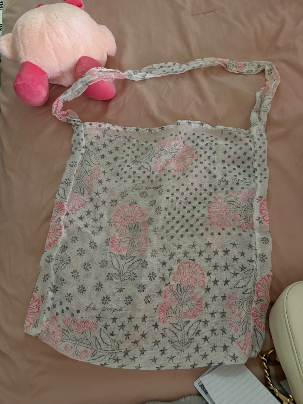 Free People Pink Floral Sheer Tote